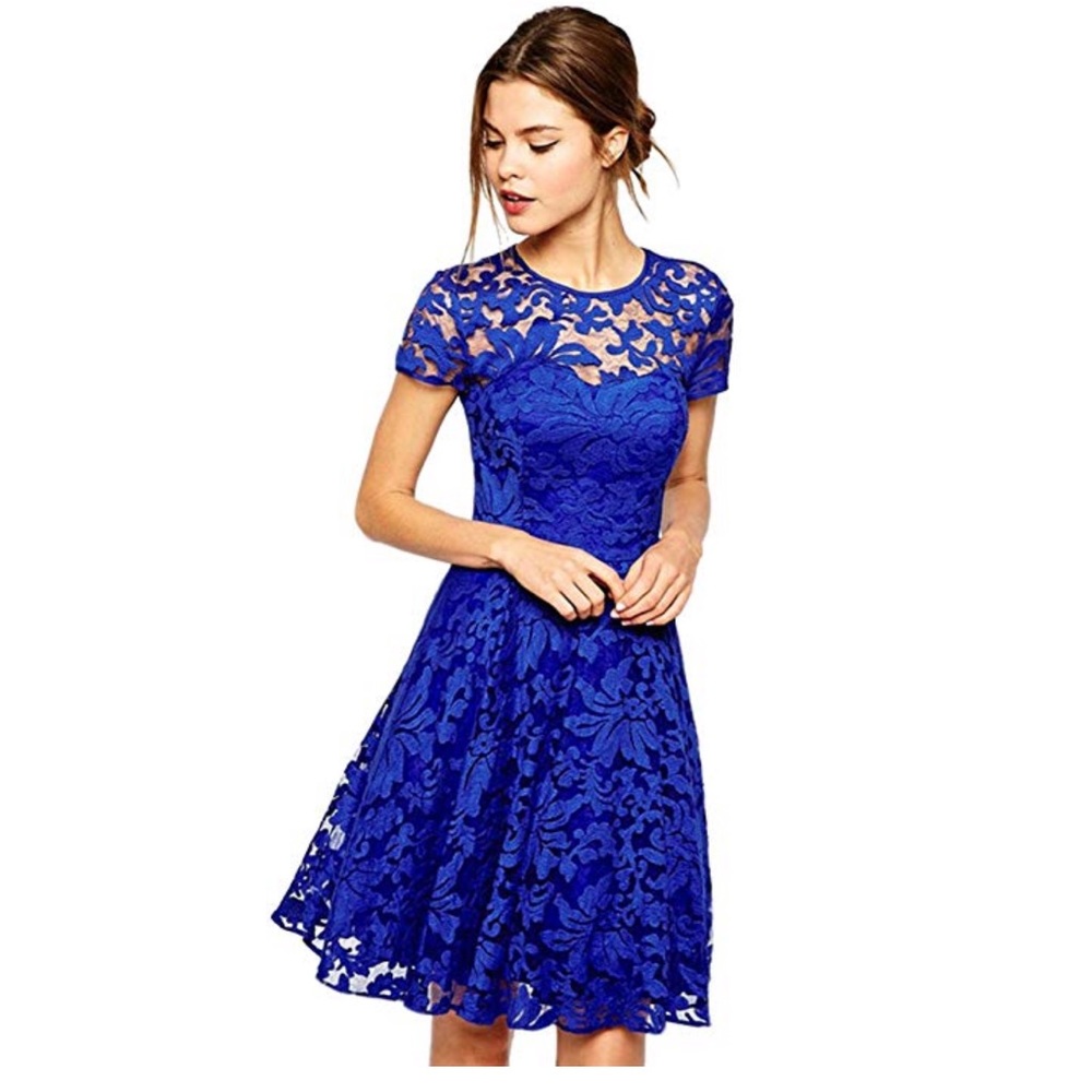 Never worn Round neck short sleeve lace dress